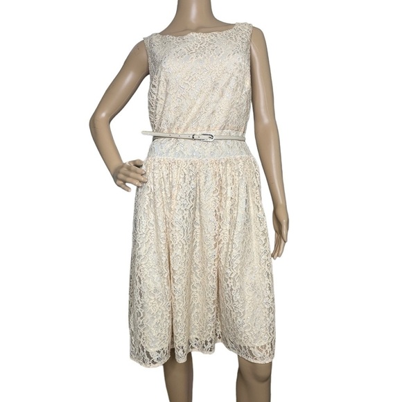 Loft metallic and lace belted dress, NWT, 10 - Picture 1 of 7
